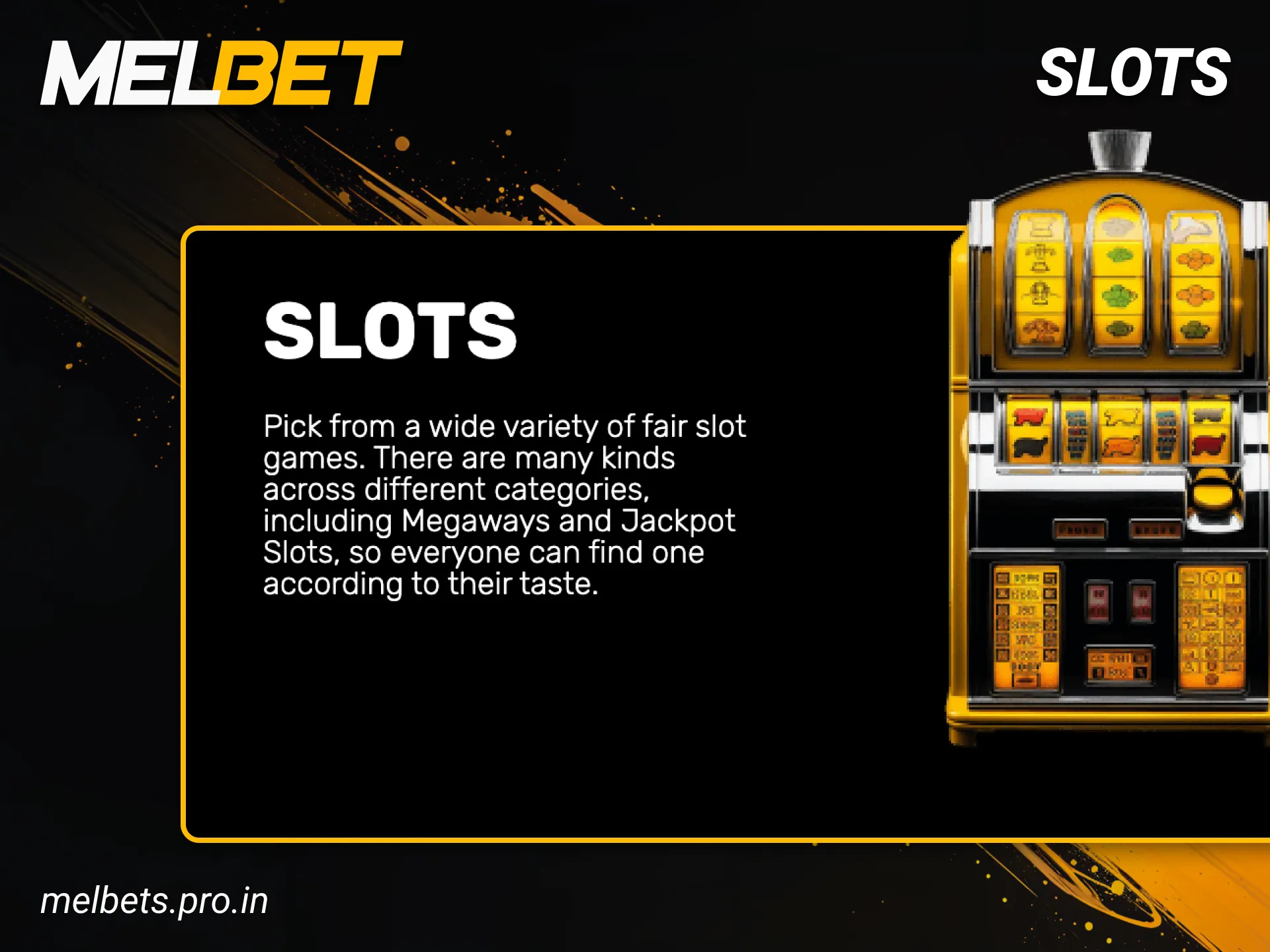 Slots for every taste to win at Melbet.