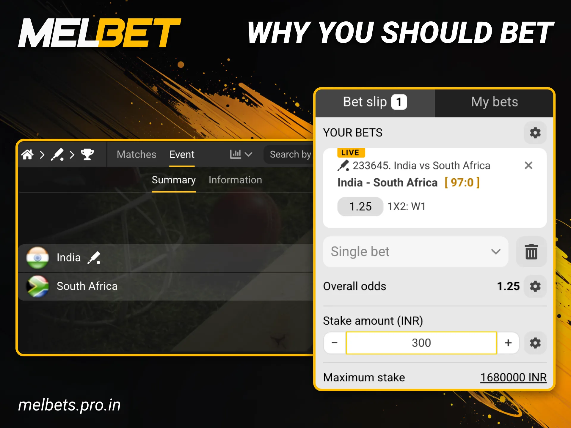 Play, win, and bet on cricket at Melbet.