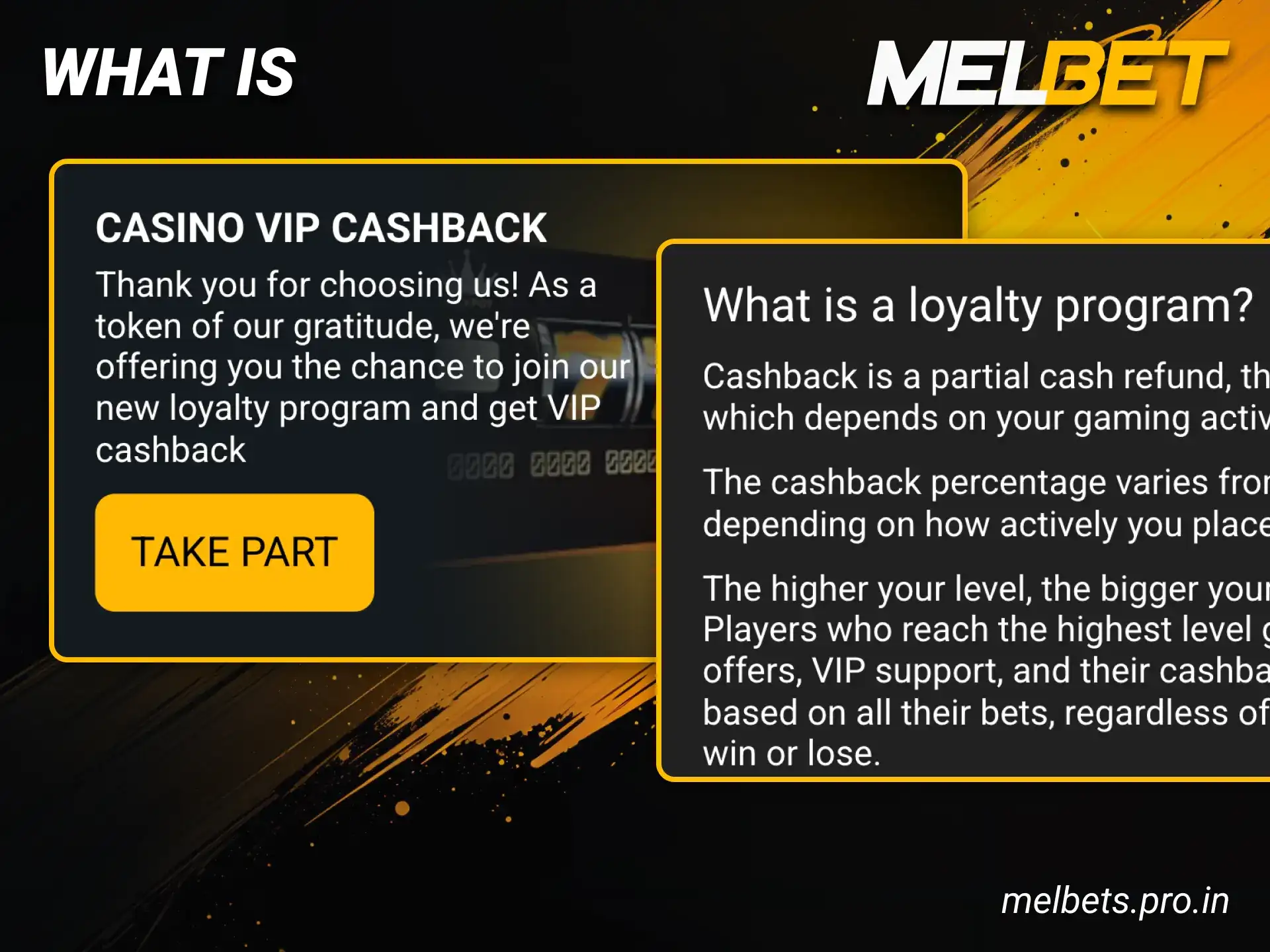 Your VIP cashback is already waiting for you in your Melbet account.